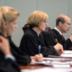 Disciplinary counsel Maureen G. Bauman addressing the court during a disciplinary hearing for Judge John Russo Jr.